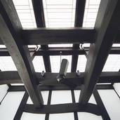 食堂の紙障子天井