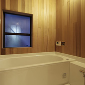 木材壁の癒しの浴室