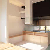 リビングに面するキッチンスペース