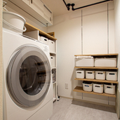 無印良品の収納でそろえた、使いやすさ抜群の脱衣所