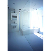 テラスに通じる洗面浴室