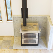 リビング脇に設置された暖炉