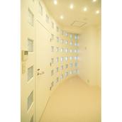 パープルのガラスブロックの特別な空間