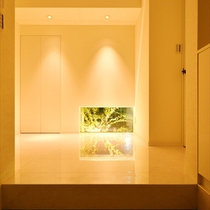 リゾート感のある玄関からは、外の植栽が見えます