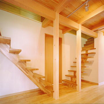 向かい合うように配置された階段