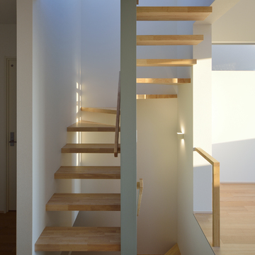 温もりのある開放的な雰囲気ある階段