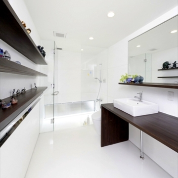 モダンな洗面、トイレ、シャワールーム