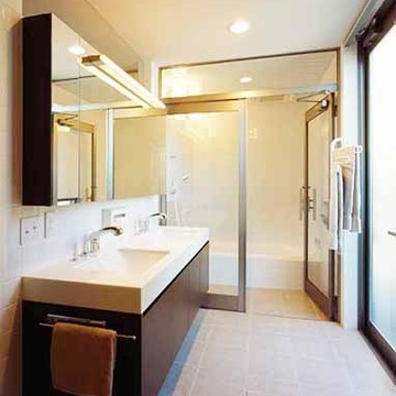 落ち着いた雰囲気の洗面スペース