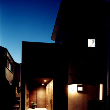 ライトアップされた外観夜景