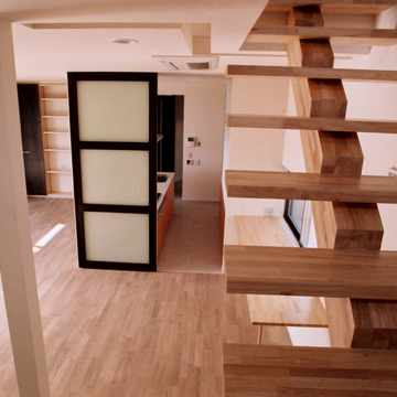 必要に応じて個室になる、天井まであるキッチン引き戸