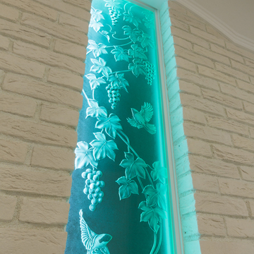 エッチングガラスと照明