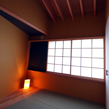 和室　壁：手漉き和紙