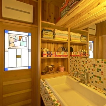 タイル貼りの洗面台