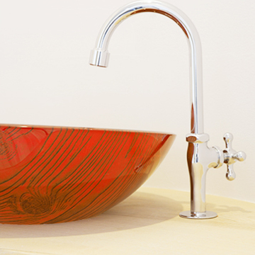 赤色が美しい洗面ボウル