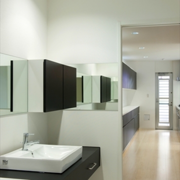 キッチンとつながっているパウダールーム