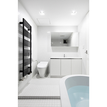 トイレから浴室へは壁を造らず開放的に