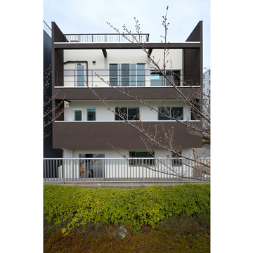 桜並木に面した窓