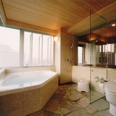 都心のラグジュアリーホテルの様な眺めの良いバスルーム