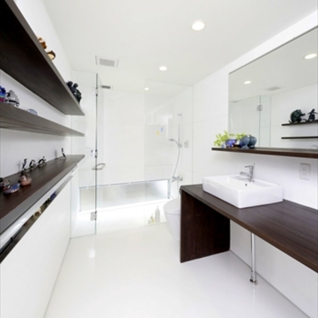 モダンな洗面、トイレ、シャワールーム