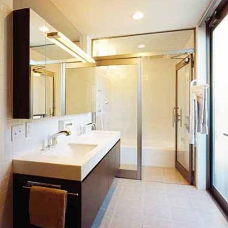 落ち着いた雰囲気の洗面スペース