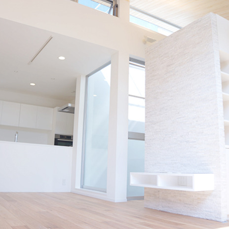 リビング内に設けた洗面スペース