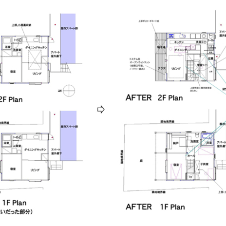 リノベーション、BEFORE, AFTER 図面