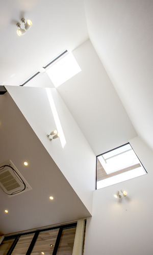 FIX窓から入る採光は、吹き抜けをより活かす手段