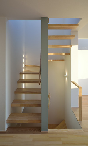 温もりのある開放的な雰囲気ある階段