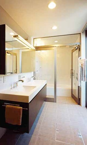 落ち着いた雰囲気の洗面スペース