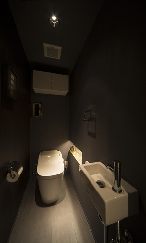 ギャラリーの一角のような、ムーディなトイレ