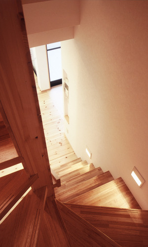 裸足で木のぬくもりを感じたくなる、無垢材をふんだんに使用したフローリング・階段