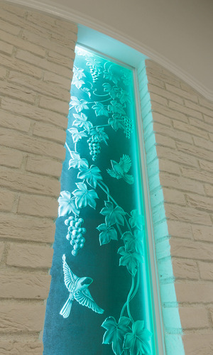 エッチングガラスと照明