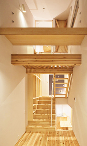 ﾘﾋﾞﾝｸﾞより踊場にあるﾃﾞｽｸの見上げ。