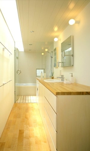 トップライトを採用した洗面室と浴室