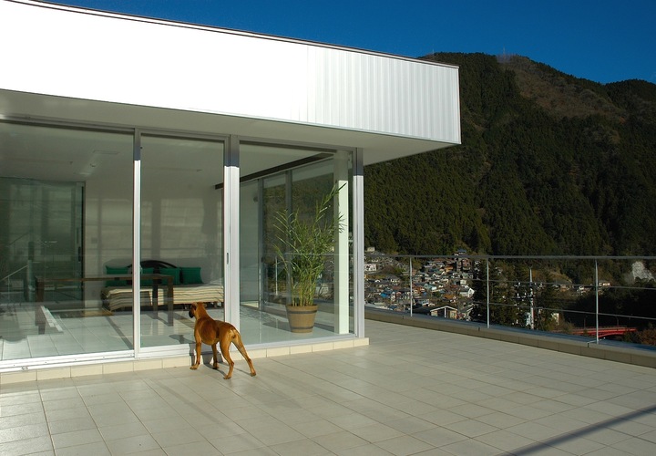 緑の中に浮かんでいるような、リビング・ダイニング・テラス