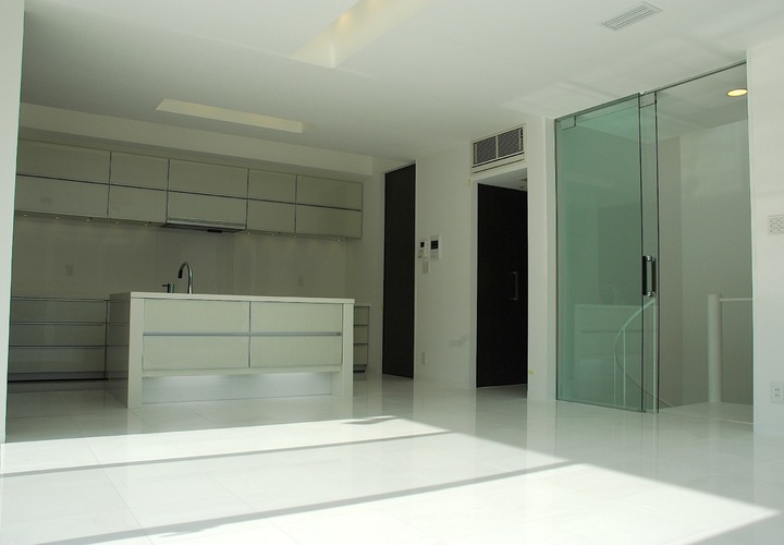 LDKの一角から、まるで地下室へ降りるようにして向かう個室