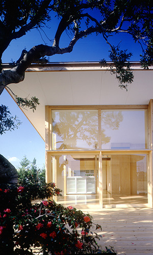 大屋根とデッキテラスとリビング