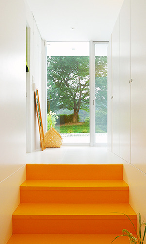 庭の桜が見える玄関