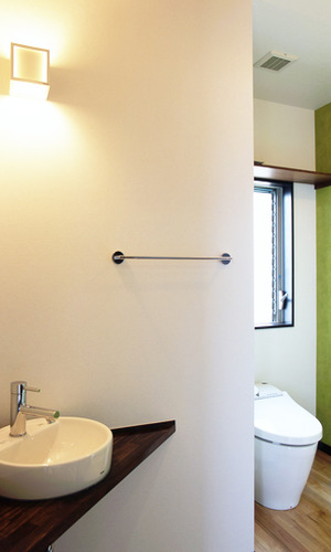 コーナースペースを利用した手洗い