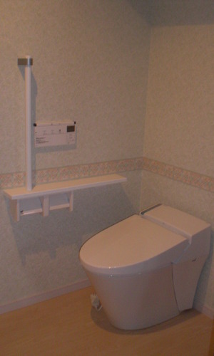 帯状に伸びる柄が可愛らしいトイレ