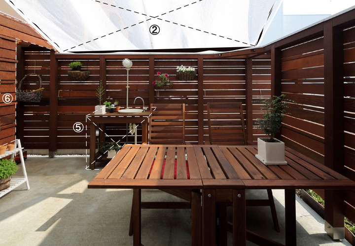 屋外リビングダイニング