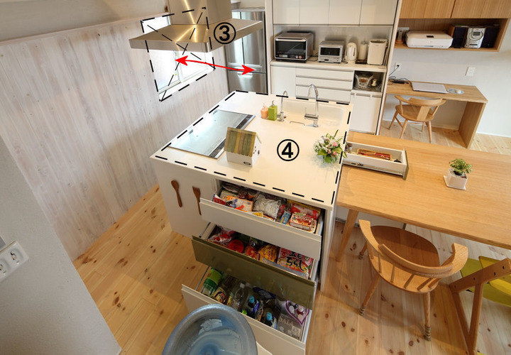 正方形の特注キッチン