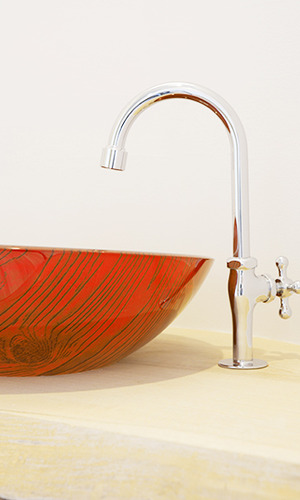 赤色が美しい洗面ボウル