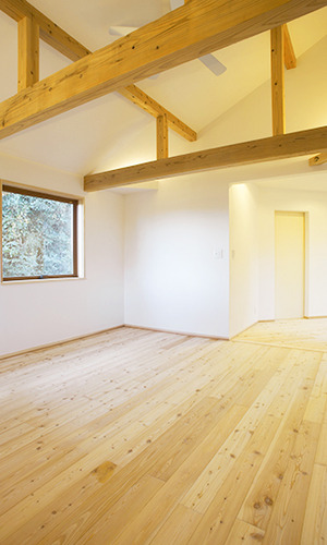 木がふんだんに使われた洋室