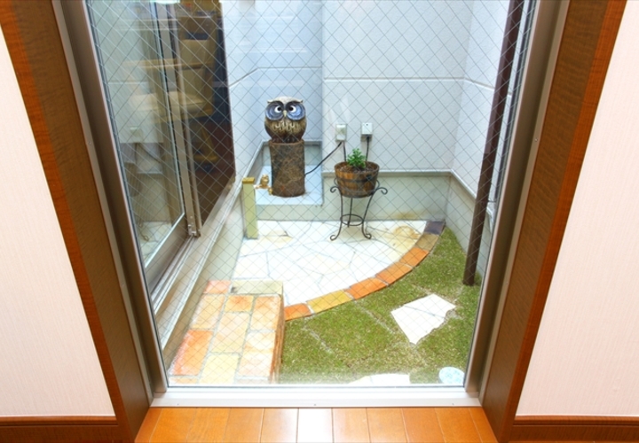 家の真ん中にあるパティオ（中庭）