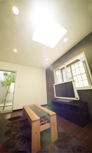 リビングに光を導くトップライト
