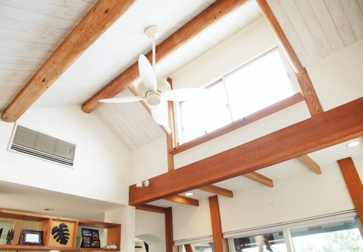 白い壁に広がる光が印象的