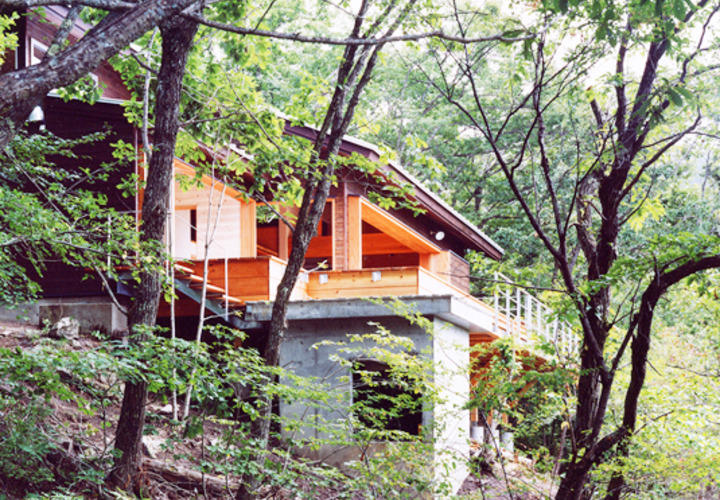 緑の中の林に囲われた静かなロケーション