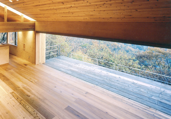 内と外とがつながったデッキ
