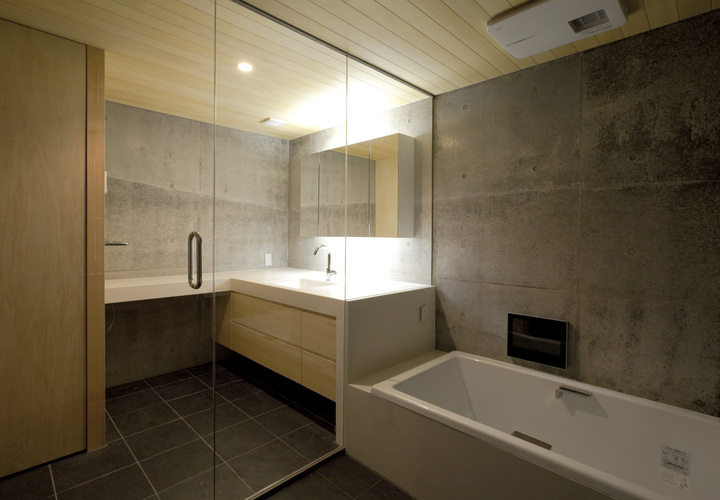 浴室と一体となった洗面